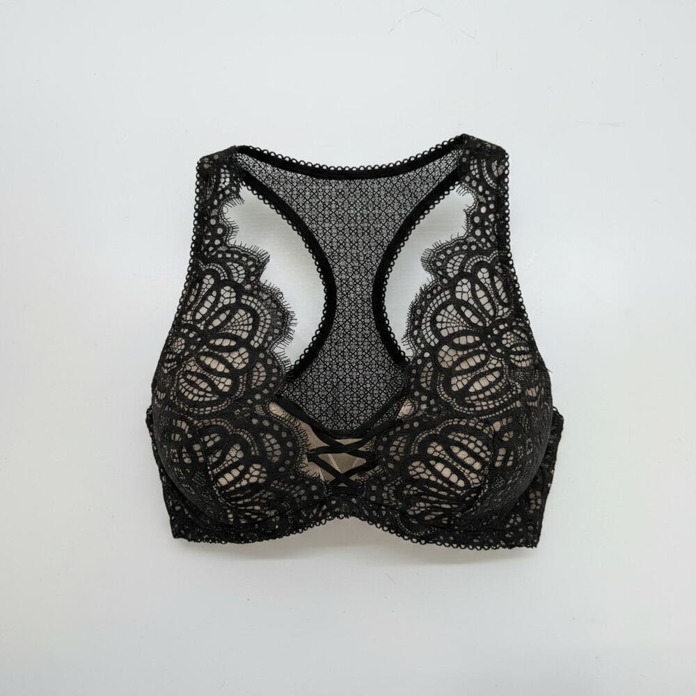 Victoria's Secret Dream Angels Bralette Medium Black Lace Racerback Sexy